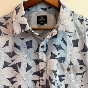 Ripcurl Men’s Short-Sleeve Floral Button-Up Shirt, Blue, Large